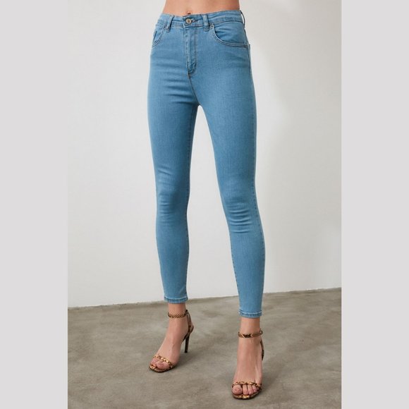High Waist Blue Skinny Jean Small - Picture 4 of 7